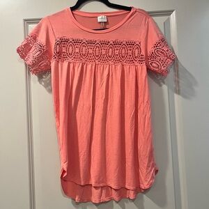 Coral Lace Accent Top